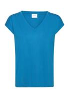 Vimodala V-Neck S/S Top - Noos Tops T-shirts & Tops Short-sleeved Blue...