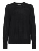 Extra Fine Wool Crew Neck Tops Knitwear Jumpers Black Calvin Klein