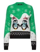 Vmpenguinlove Ls O-Neck Pullover Xmas Tops Knitwear Jumpers Green Vero...