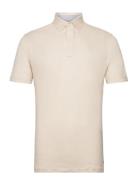 Linen Jsy Str Trim Tops Polos Short-sleeved Cream Hackett London