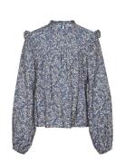 Vmiris Ls Crop Top Wvn Girl Tops Blouses & Tunics Blue Vero Moda Girl