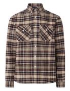 Rob Heavy Checked Shirt Tops Shirts Casual Brown Lexington Clothing