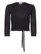 Sparkle Rib Knit Tops Knitwear Cardigans Black Ganni