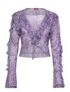 Charmcras Blouse Tops Blouses Long-sleeved Purple Cras