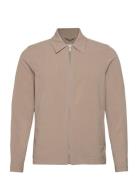 Zip Through Overshirt Tops Overshirts Beige Lindbergh