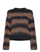 Fur-Effect Knitted Sweater Tops Knitwear Jumpers Brown Mango