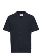 Seersucker Shirt S/S Tops Shirts Short-sleeved Navy Lindbergh