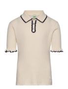 Rib Polo Tops T-shirts Short-sleeved Cream FUB