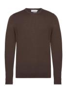 Superior Wool Crew Neck Sweater Tops Knitwear Round Necks Brown Calvin...