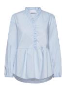 Matti Blouse Poplin Tops Blouses Long-sleeved Blue Noella