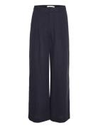 Lizagz Linen Hw Pants Noos Bottoms Trousers Wide Leg Navy Gestuz