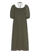 Kale Dress Knelang Kjole Khaki Green Kaffe