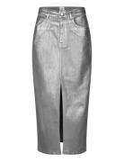 Aspect Skirt Knelangt Skjørt Silver Second Female