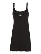 Woven Label Rib Tank Dress Kort Kjole Black Calvin Klein Jeans