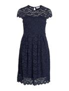 Vikalila Capsleeve Lace Dress - Noos Knelang Kjole Navy Vila