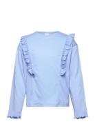 Top Long Sleeve Flounce Tops T-shirts Long-sleeved T-shirts Blue Linde...