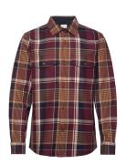 Heavy Twill Check Overshirt Tops Overshirts Burgundy GANT