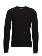 Structure Knit Tops Knitwear Round Necks Black Lindbergh