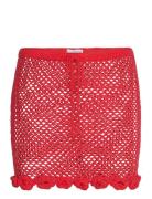 Crochet Floral Mini-Skirt Kort Skjørt Red Mango