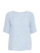 Ihmarrakech Aop Ss11 Tops Blouses Short-sleeved Blue ICHI