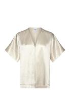 Simona - High Shine Blend Rd Tops Blouses Short-sleeved Cream Day Birg...