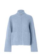 Slfsia Ras Ls Knit Zipper Cardigan Noos Tops Knitwear Cardigans Blue S...