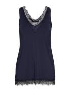 Rwbillie Sl Lace V-Neck Top Tops T-shirts & Tops Sleeveless Navy Rosem...