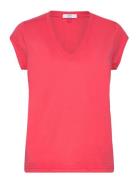 Cc Heart Basic V-Neck T-Shirt Tops T-shirts & Tops Short-sleeved Pink ...