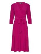 Surplice Jersey Dress Knelang Kjole Pink Lauren Ralph Lauren