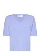 Rwbiarritz Ss V-Neck T-Shirt Tops T-shirts & Tops Short-sleeved Blue R...