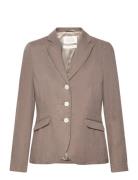 Amanda Linen Blazer Blazers Single Breasted Blazers Brown Newhouse