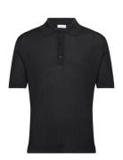 Knit Cotton Polo Shirt Tops Polos Short-sleeved Black Mango