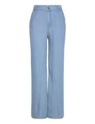 Wideleg Lyocell Trousers Bottoms Trousers Wide Leg Blue Mango