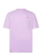 Adi Pocket Resort T-Shirt Gots Tops T-shirts Short-sleeved Purple Doub...