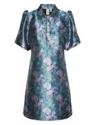 Yaslize Jacquard 2/4 Dress Kort Kjole Blue YAS