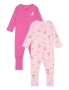 Nbfnightsuit 2P Zip Ff Rose Deer Noos Pyjamas Sie Jumpsuit Pink Name I...