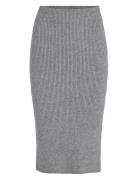 Viril Pencil Hw Knit Skirt - Noos Knelangt Skjørt Grey Vila