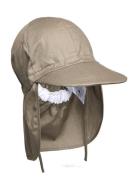 Cap W/Neck - Solid Colour Solhatt Khaki Green Melton