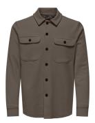 Onsnewkodyl Overshirt Sweat Tops Overshirts Brown ONLY & SONS