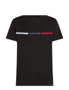 Hilfiger Chest Insert Tee Tops T-shirts Short-sleeved Black Tommy Hilf...