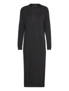 Round-Neck Knitted Dress Knelang Kjole Black Mango