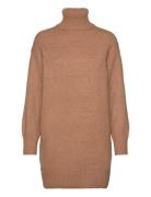 Turtle Neck Knit Dress Kort Kjole Brown Mango