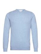 Man O-Neck Plain Designers Knitwear Round Necks Blue Davida Cashmere