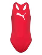 Puma Swim Girls Racerback Swimsuit 1P Sport Swimsuits Red Puma Swim