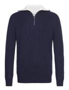 Knitted Zip Pullover Tops Knitwear Half Zip Jumpers Navy Resteröds