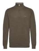 Cotton Pique Halfzip Tops Knitwear Half Zip Jumpers Khaki Green GANT