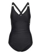 Womens Shaping V Neck 1 Piece Sport Swimsuits Black Speedo