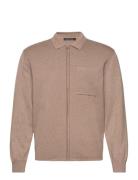 Milano Knitted Zip Through Tops Knitwear Full Zip Jumpers Beige French...