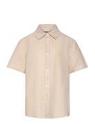 Shirt Ss Linen Blend Tops Shirts Short-sleeved Shirts Beige Lindex