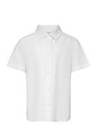 Shirt Ss Linen Blend Tops Shirts Short-sleeved Shirts White Lindex